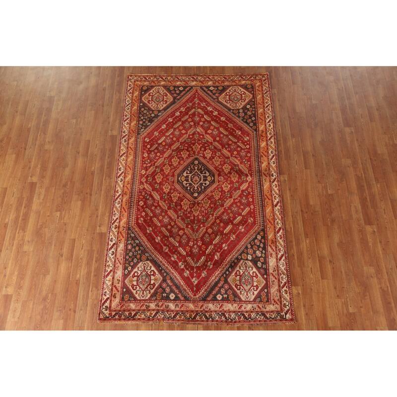 Shiraz Kashkoli Persian Antique Area Rug Handmade Wool Carpet - 4'10"x 8'2"