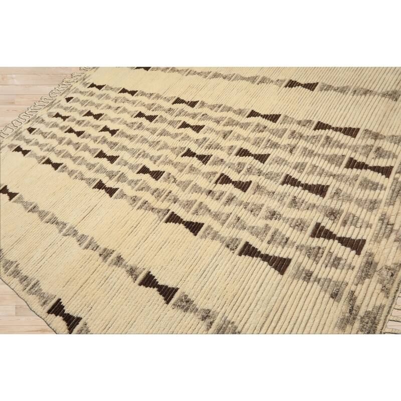 8x10 Tibetano Hand Knotted Wool Ivory Moroccan Modern & Contemporary Tribal Rug - 8' x 10'