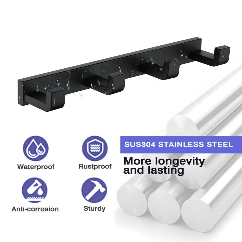 Heavy-duty Stainless Steel Towel Hook With 4 Hooks