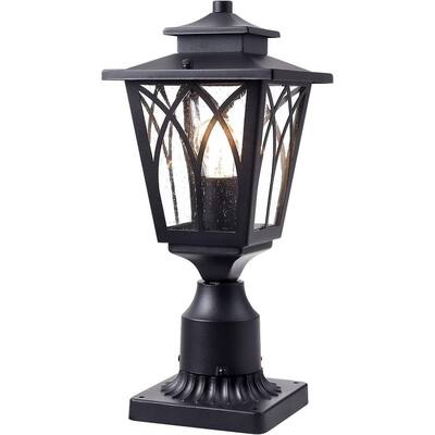 Outdoor Post Light Fixtures,Exterior Post Lantern Street Light,Black Finish with Clear Seeded Glass