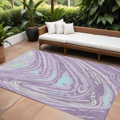 HomeRoots Abstract Transitional Rectangle Outdoor Rug