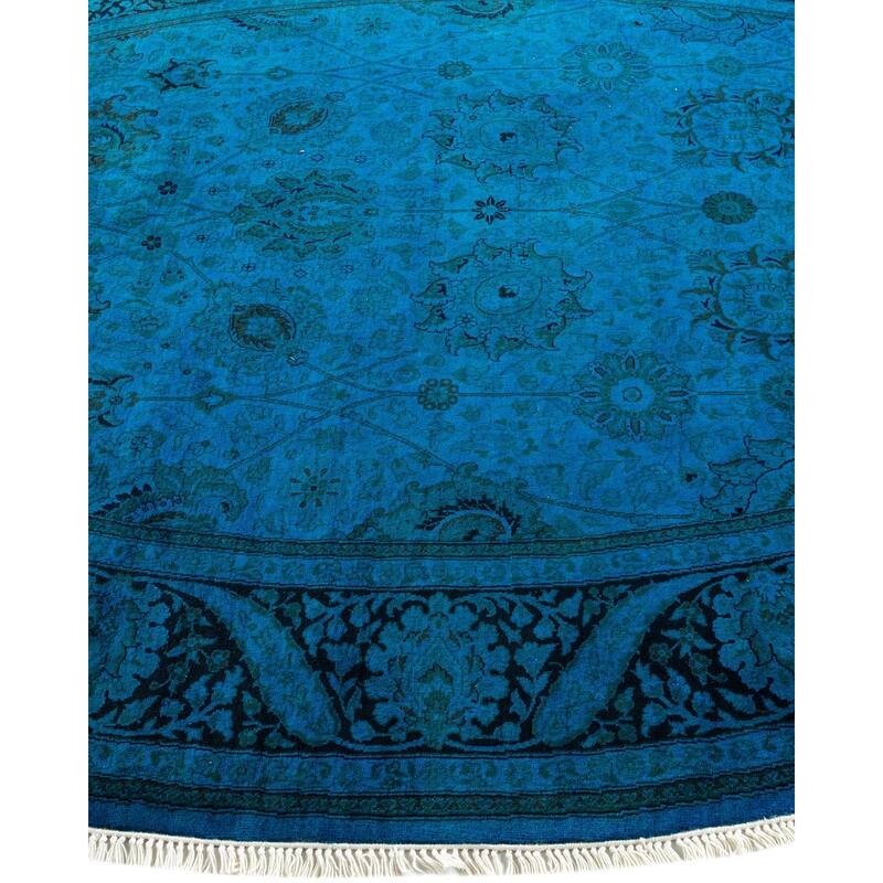 Overton Hand Knotted Wool Vintage Inspired Modern Contemporary Overdyed Blue Area Rug - 5' 1" x 7' 7"
