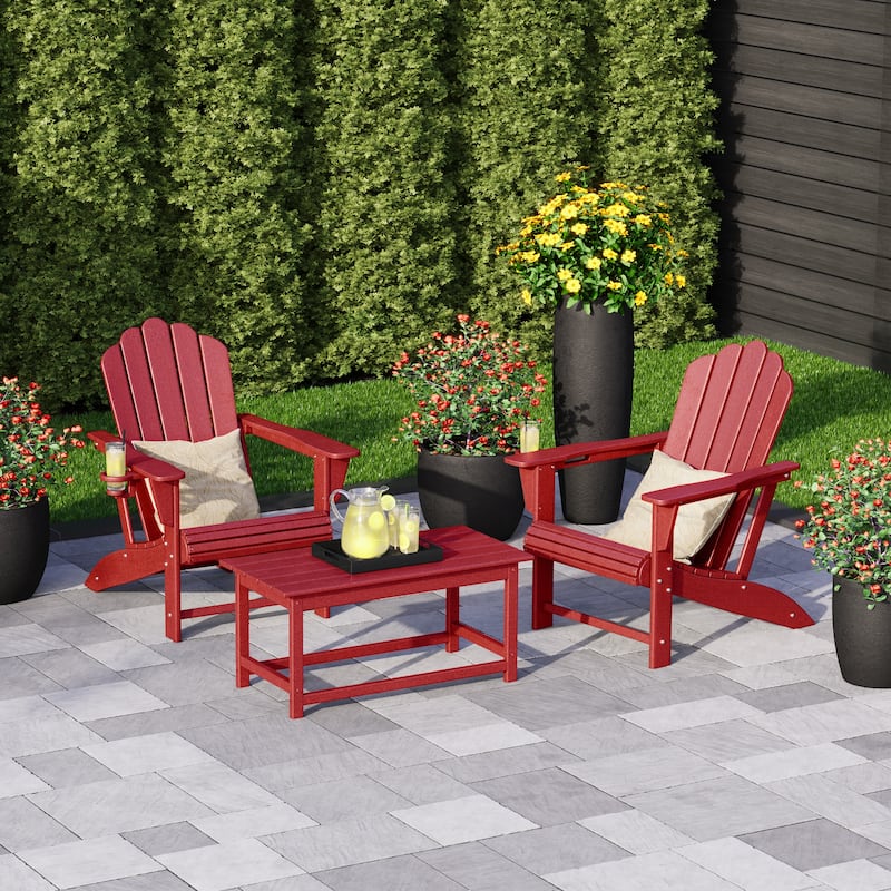 Aderson Outdoor Poly Adirondack Chair Set with Coffee Table