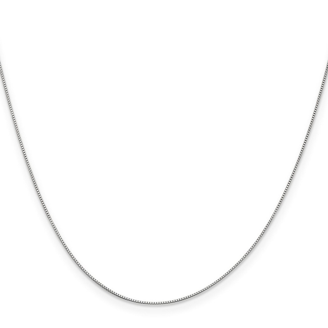 Curata Italian 14k White Gold 0.5mm Baby Box Chain Necklace
