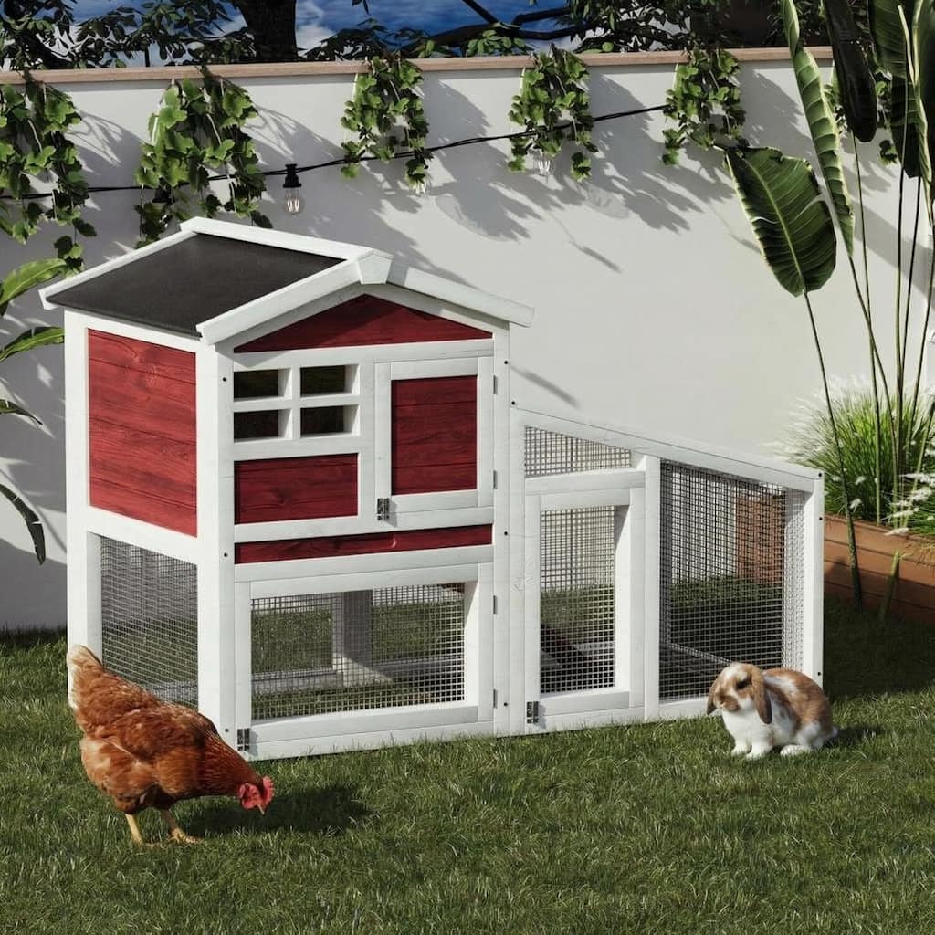 Outdoor Indoor Expandable Rabbit Hutch Chicken Coop for Backyard