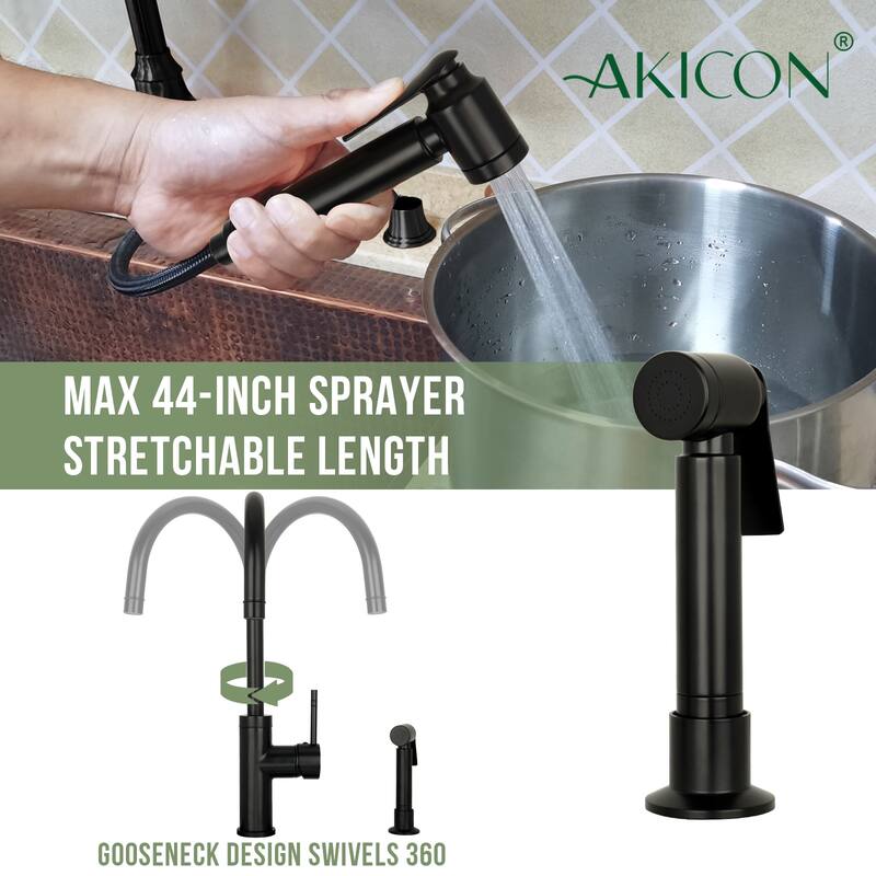 One-Handle Widespread Kitchen Faucet with Side Spray