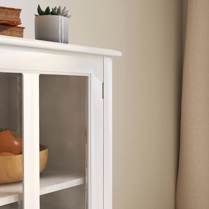 With double glass doors and unique bell handle,Buffet storage cabinet