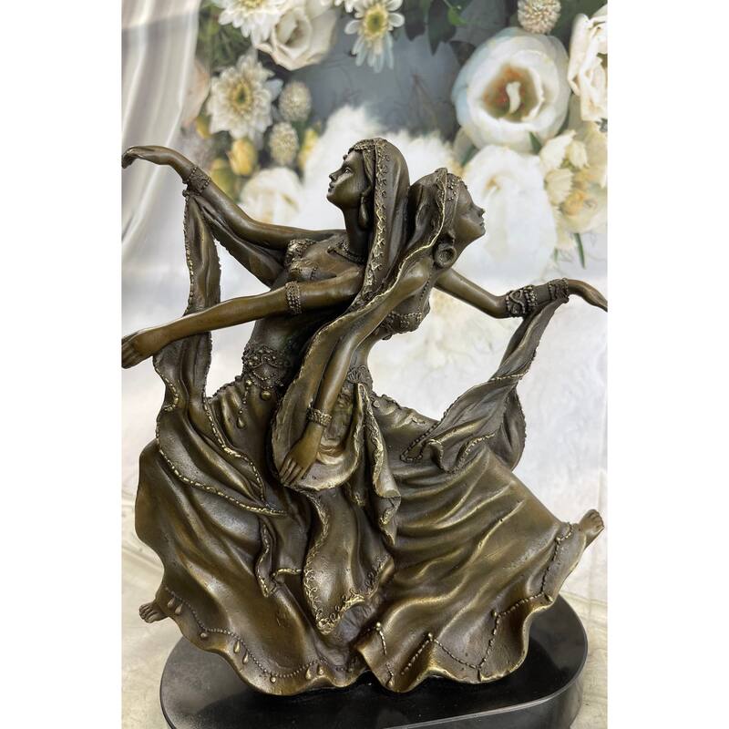 Gemini Twin Dancer Girls Bronze Statue Sculpture Figure Vitaleh Original 11 Inches X 10 Inches
