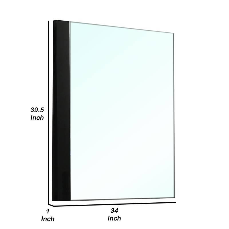 Suni Dresser Mirror, 40 Inch, Sleek Piano Black Wood, Frameless Design - Piano Black