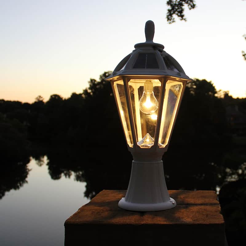 Polaris Bulb Black Solar 3' Fitter Post Light with Pier or Wall Sconce - White