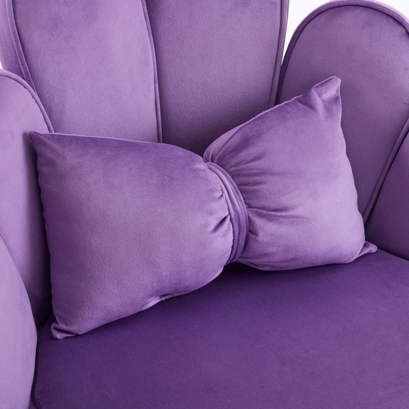 Scalloped Petal Velvet Accent Chair with Pillows