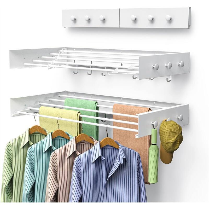 Wall Mounted Clothes Drying Rack - 31.5", White