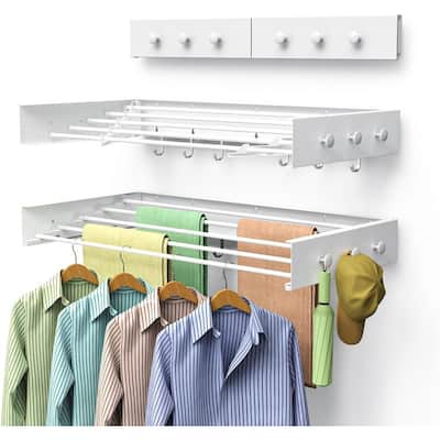 Wall Mounted Clothes Drying Rack - 31.5", White