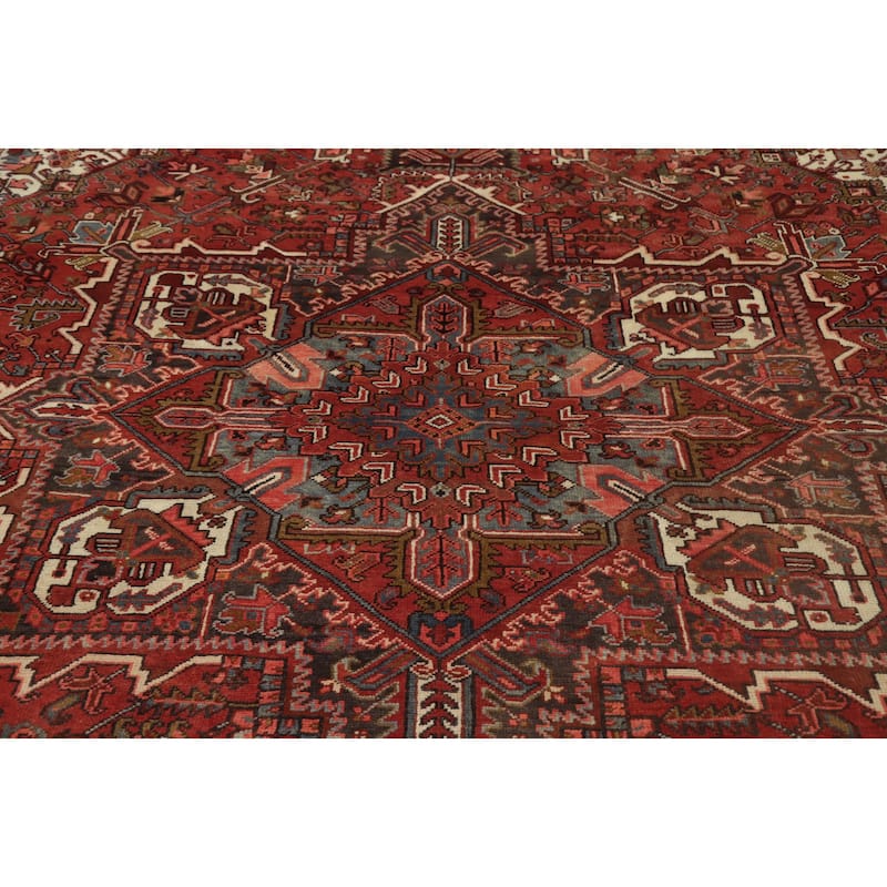 Hand Knotted Oriental 100% Wool Carpet Traditional Medallion Red Heriz Area Rug - 12' 8'' X 9' 11''