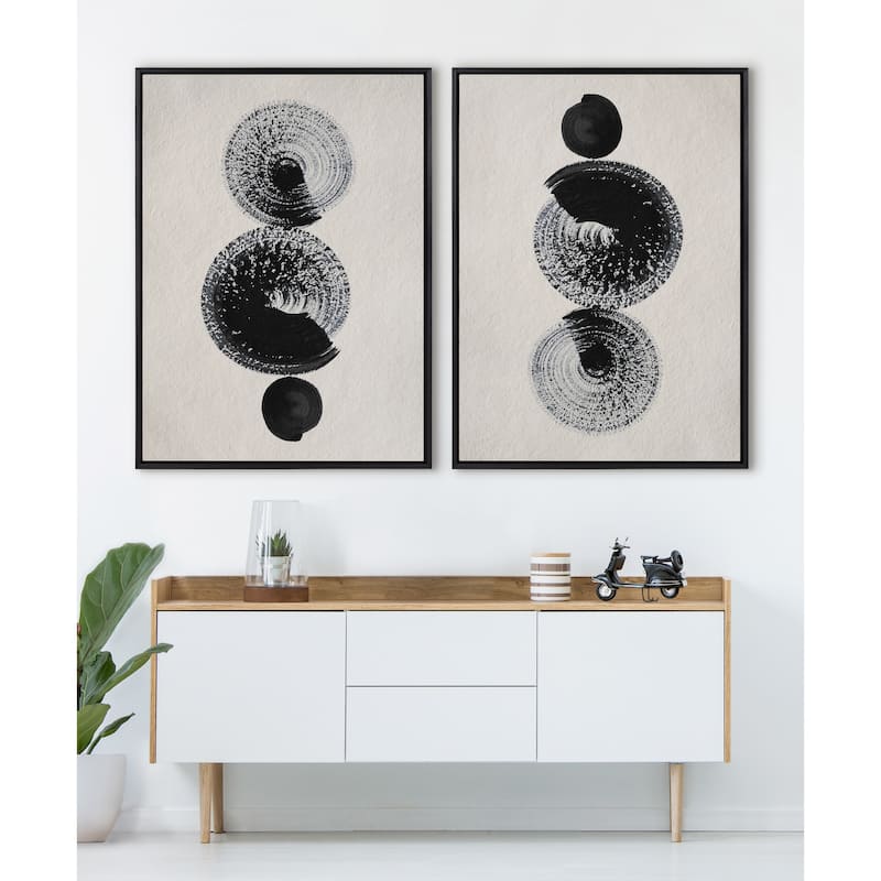 Kate and Laurel Sylvie Japandi 23 Beige Framed Canvas by Rocket Jack