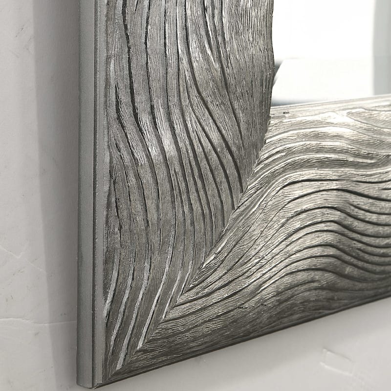 Wavy Rectangle Wall Mirror - 60" - Metallic Silver