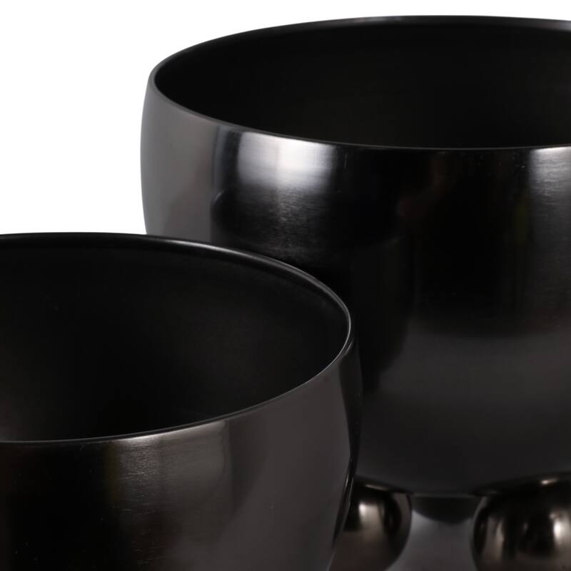 Metal Planters Modern Sleek Decorative Footed Bowl Design (Set of 2) - 10.5" x 10.5" x 9.25"