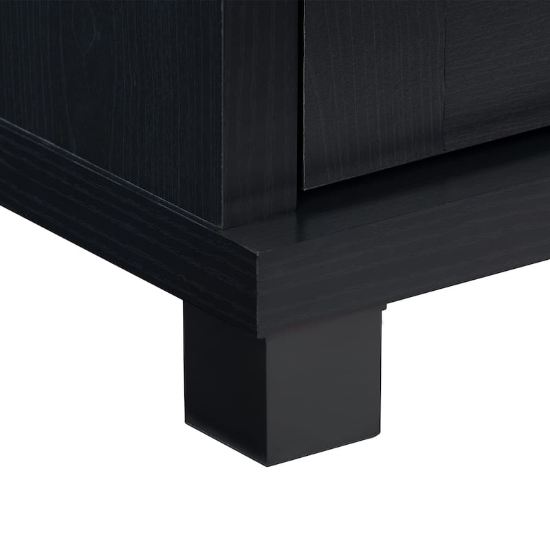 Black Extra-Wide TV Stand with Glass Door Storage for TVs up to 95"