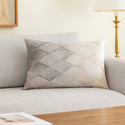 14 x 20 Lumbar Accent Throw Pillow, Diamond Pattern, Brown Polyester