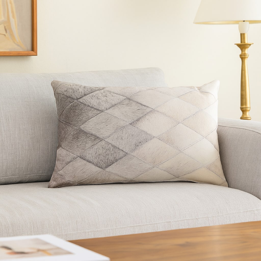 14 x 20 Lumbar Accent Throw Pillow, Diamond Pattern, Brown Polyester
