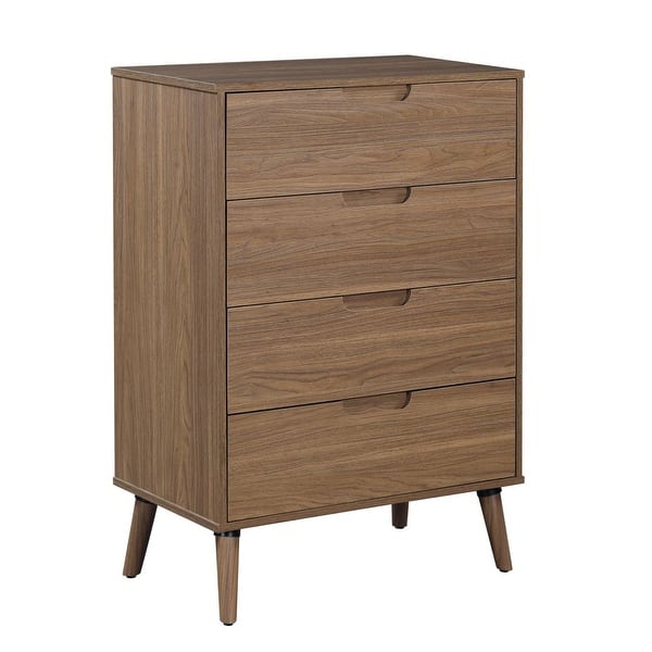 Modern 4 Drawer Dresser, Bedroom, Brown Walnut - none - Bed Bath & Beyond -  38000101
