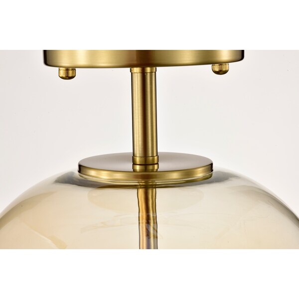 Mirka Brass Semi-Flush Mount Ceiling Lamp with Amber