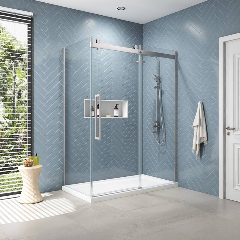 Bel Soft Close 3-Piece Base/Door Rectangular Corner Shower Kit (Left or Right Drain)