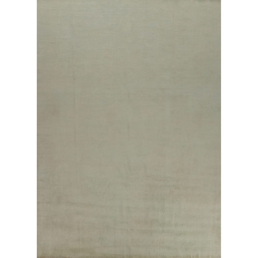 Hand Knotted Oriental 100% Wool Carpet Modern Solid Green Gabbeh Area Rug - 12' 7'' X 10' 1''