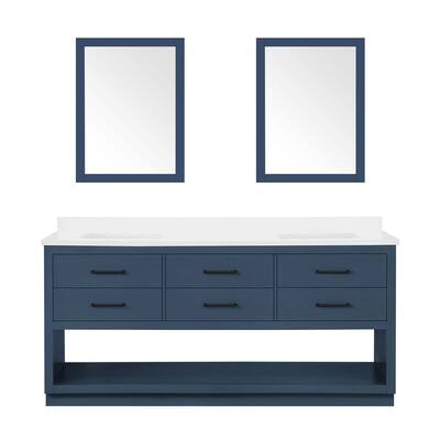 Ove Decors Rider 72 in. Double Sink Bathroom Vanity in Greyish Blue