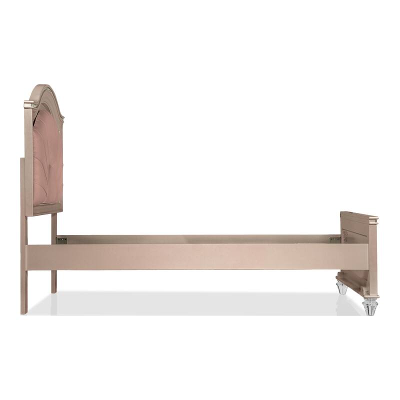 Ving Modern Rose Gold LED Light Upholstered Platform Bed by Furniture of America
