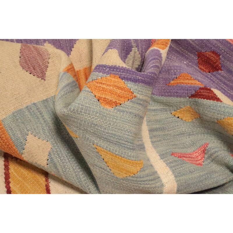 Hand Woven Oriental 100% Wool Carpet Southwestern Tribal Multi-Colored Kilim Area Rug - 7' 9'' X 4' 8''