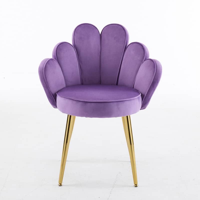 Scalloped Petal Velvet Accent Chair with Pillows