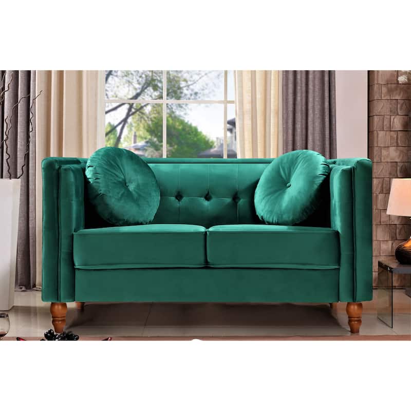 Angie Classic Kittleson Chesterfield Loveseat - Green