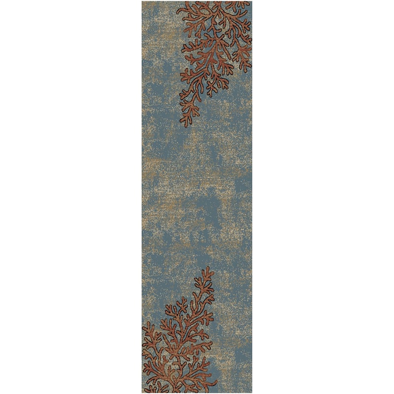American Destination Coral Springs Blue Coastal Rug - 2'3"x7'7"