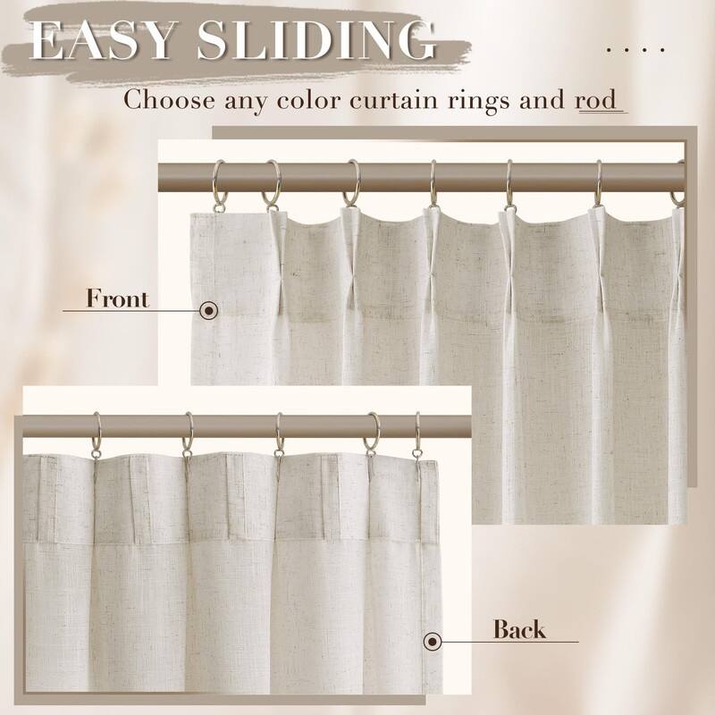 Natural Cream Pinch Pleated Linen Curtains