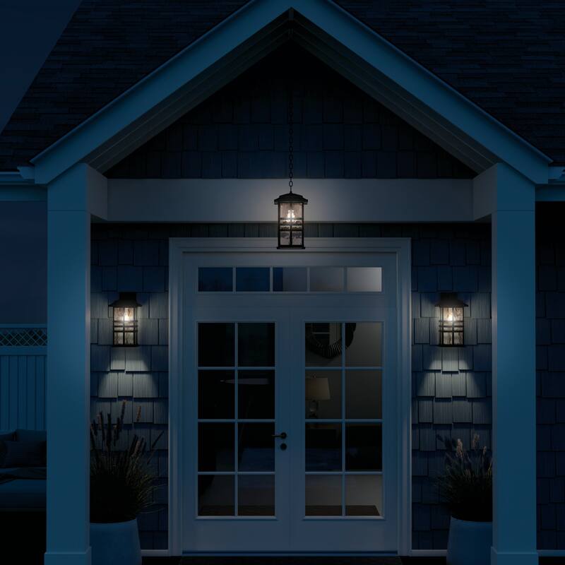 Kichler Lighting Beacon Square 17.5 in. 1-Light Textured Black Outdoor Wall Sconce - 17.5 in