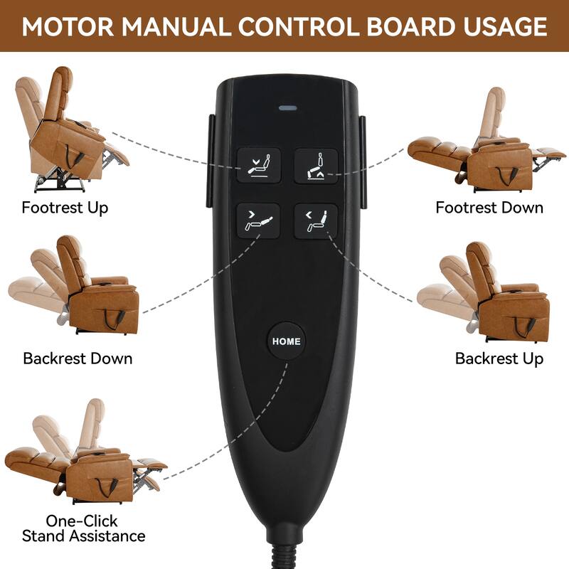 Dual Motor Power Lift Recliner Chair for Elderly, Leatheraire Lay Flat Lift Recliner Chair with Power-Remote, Heat and Massage