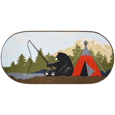 Cozy Cabin Tepee Blue Accent Rug 20"x44"