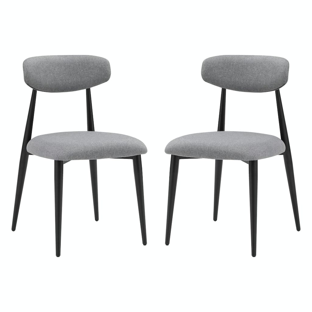 Modern Curved Back Dining Chairs, Round Upholstered Seat with Metal Frame