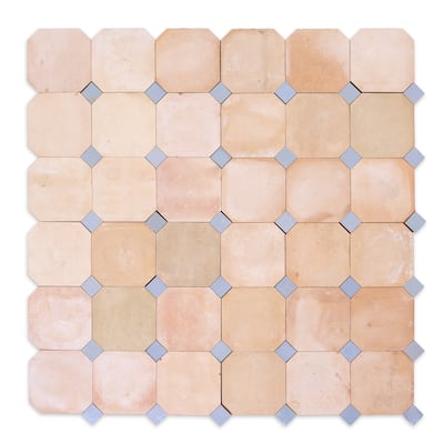 Contemporary Zellige Panels,12''x12''x0.5'', Terracotta - Dusty Blue