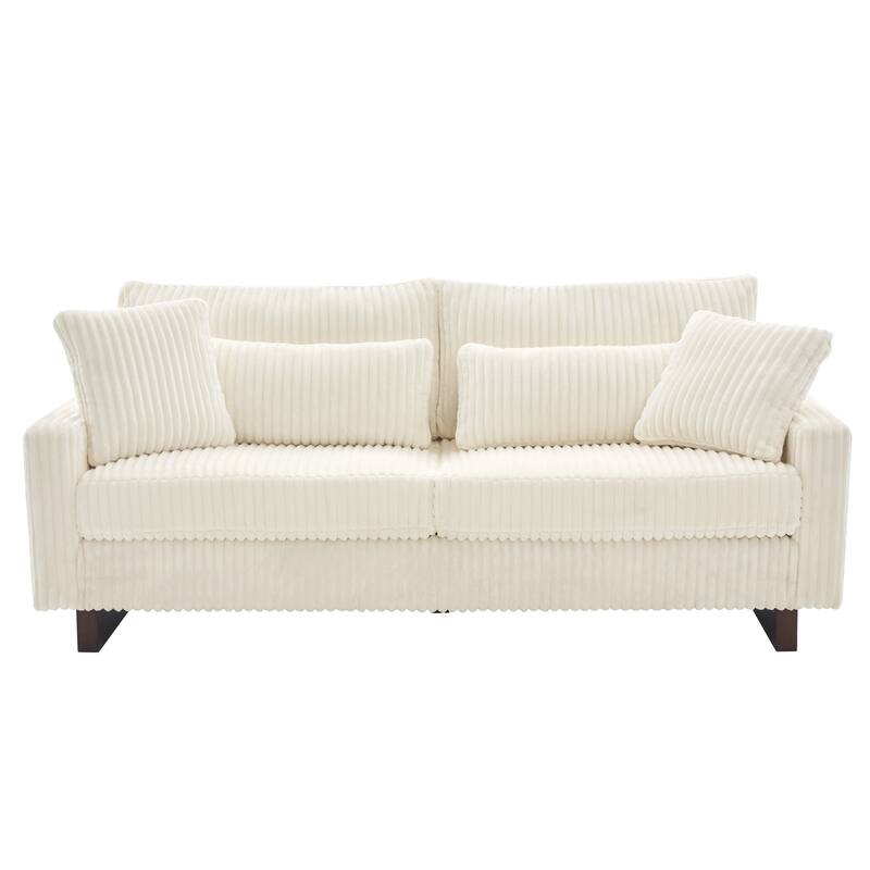 Modern Loveseat Sofa 80.3" Sofa Couch Upholstered Sofa with Four Pillows for Living Room