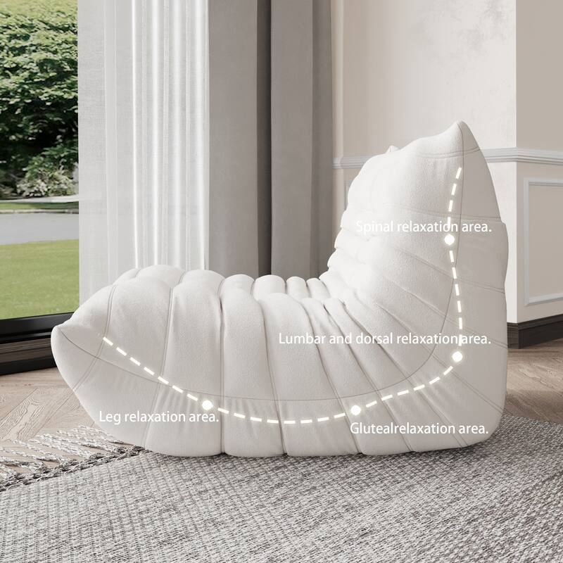 Single Lazy Sofa Teddy Fabric Soft Sponge Lounger Bean Bag Chair