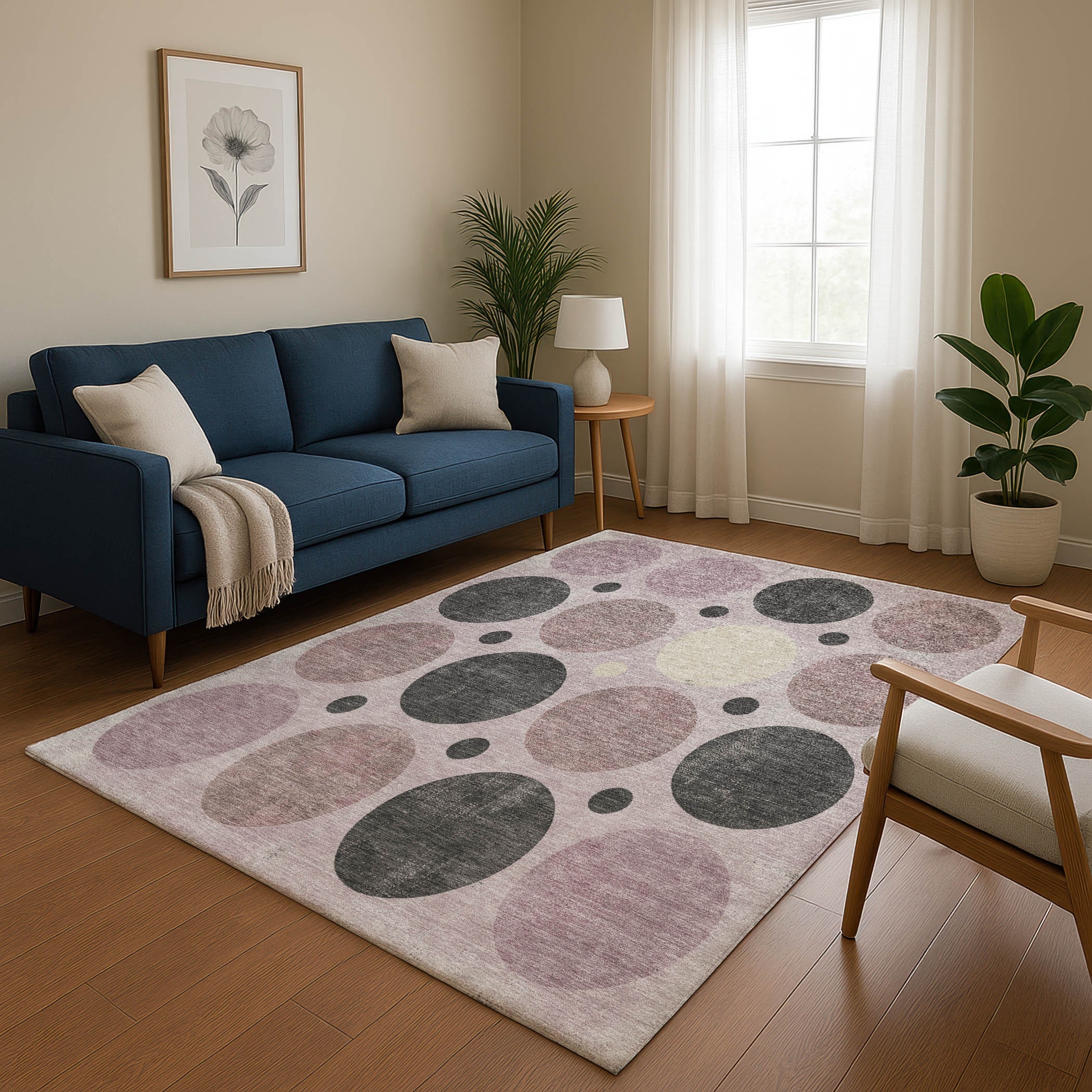 Premium Washable Super Soft Casual Circles Mayfield Rug