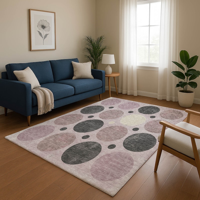 Premium Washable Super Soft Casual Circles Mayfield Rug - Blush - 2'6" x 3'10"