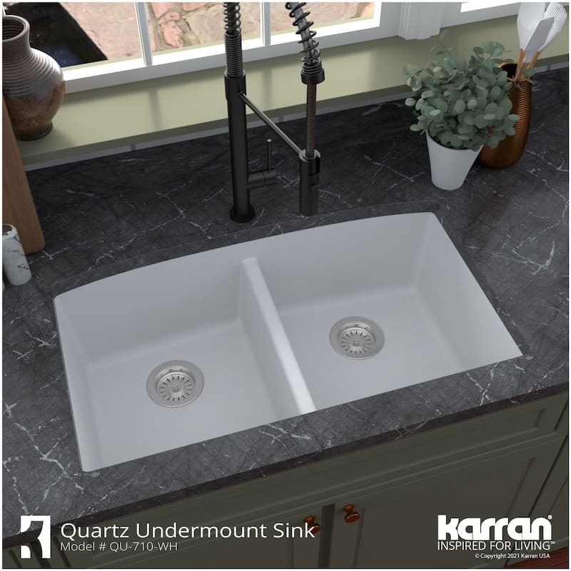 Karran USA QU-710 Quartz QU 32" Undermount Double Basin Quartz
