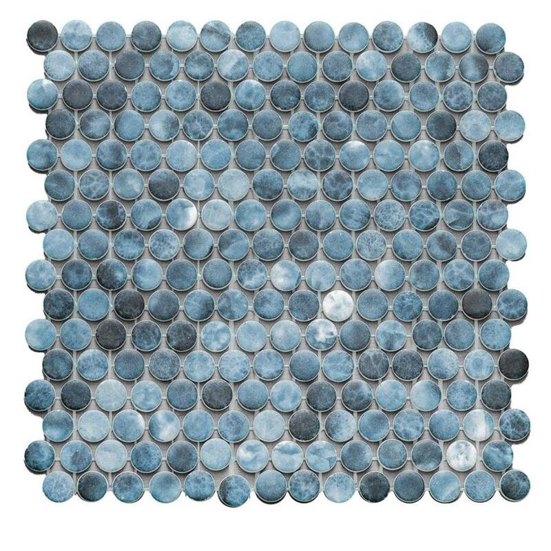 The Tile Life Eterna Penny 12x12 Round Glass Mosaic Floor, Wall & Backsplash Tile