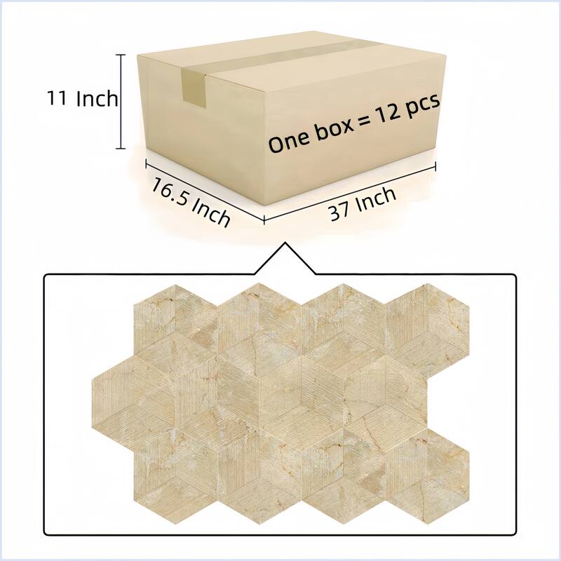 Hexagon FS Textured Finished Natural 3D Fluted Marble for Wall, 1 Box 12 PCS