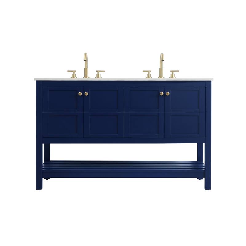 Elegant Lighting VF16454D Theo 54" Free Standing Double Basin Vanity - Blue