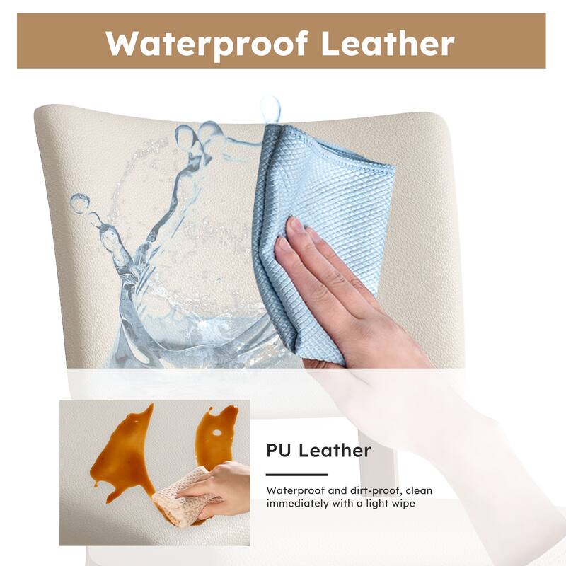 Mid-Century Modern Dining Chair Set of 2 with Solid Wood Legs, for Dining Room, Kitchen and Living Room, White + Walnut Color