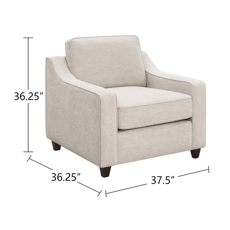 Fabric Upholstered Sofa Set with Cushion Back and Wood Legs in Beige